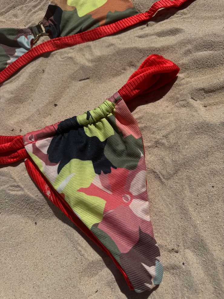 Bikini Brasileño Anatole Rib Floral Braga Cortinilla Reversible