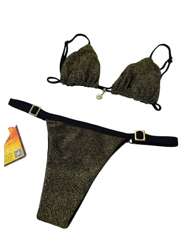 Bikini Brasileño Nasy Be Brillo negro dorado