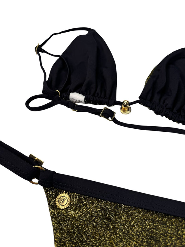 Bikini Brasileño Nasy Be Brillo negro dorado