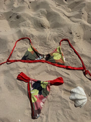 Bikini Brasileño Anatole Rib Floral Braga Cortinilla Reversible