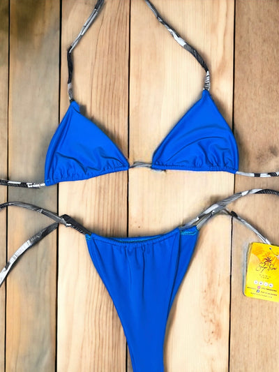 Bikini Colombiano Azul turquesa cortinillas