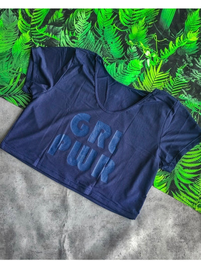 Camiseta Cropped Escote Canoa Azul 20204.200