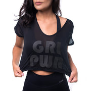 Camiseta Cropped Escote Canoa Negra 20204.500