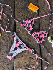 Bikini Tanga Brasileño Print Rosa